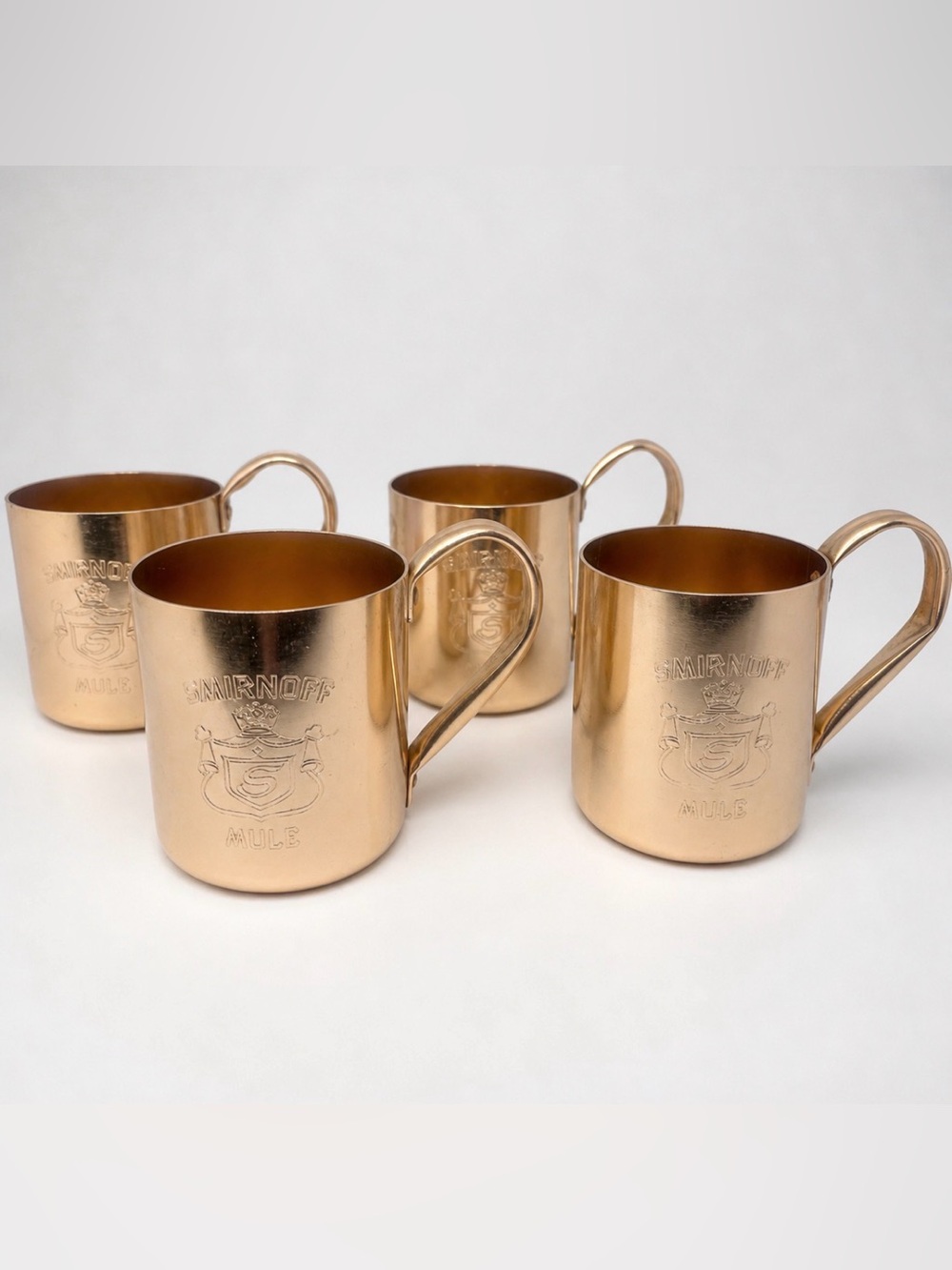Smirnoff Copper Moscow Mule Mug Set of 4 Vintage Barware